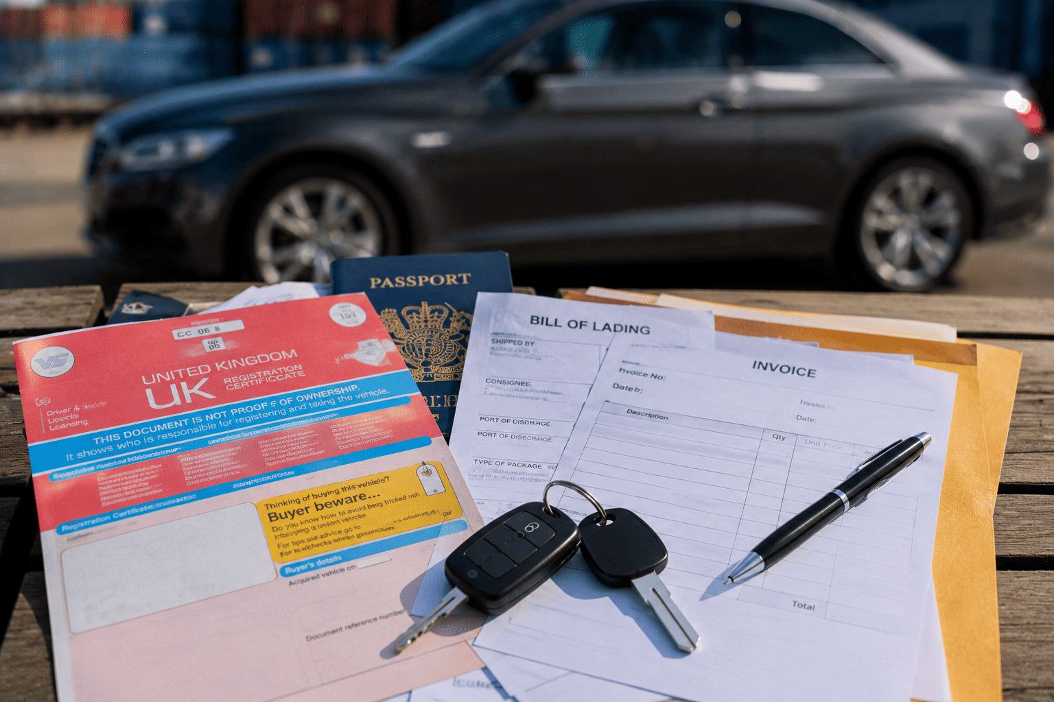 Documents required to ship a car – V5C, Bill of Lading, passport and invoice